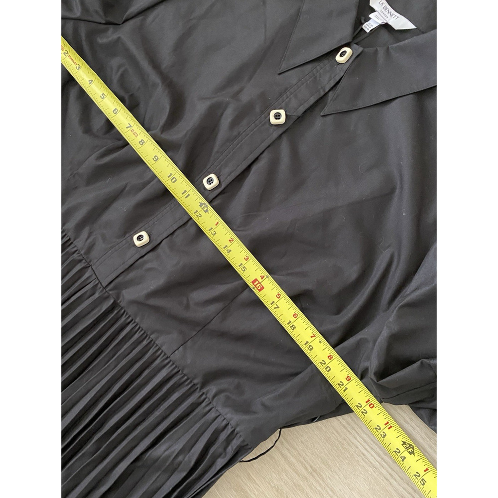 NWT LK Bennett Cally Pleated Shirt Dress Women's 16 Black Preppy Designer Office - Picture 14 of 15